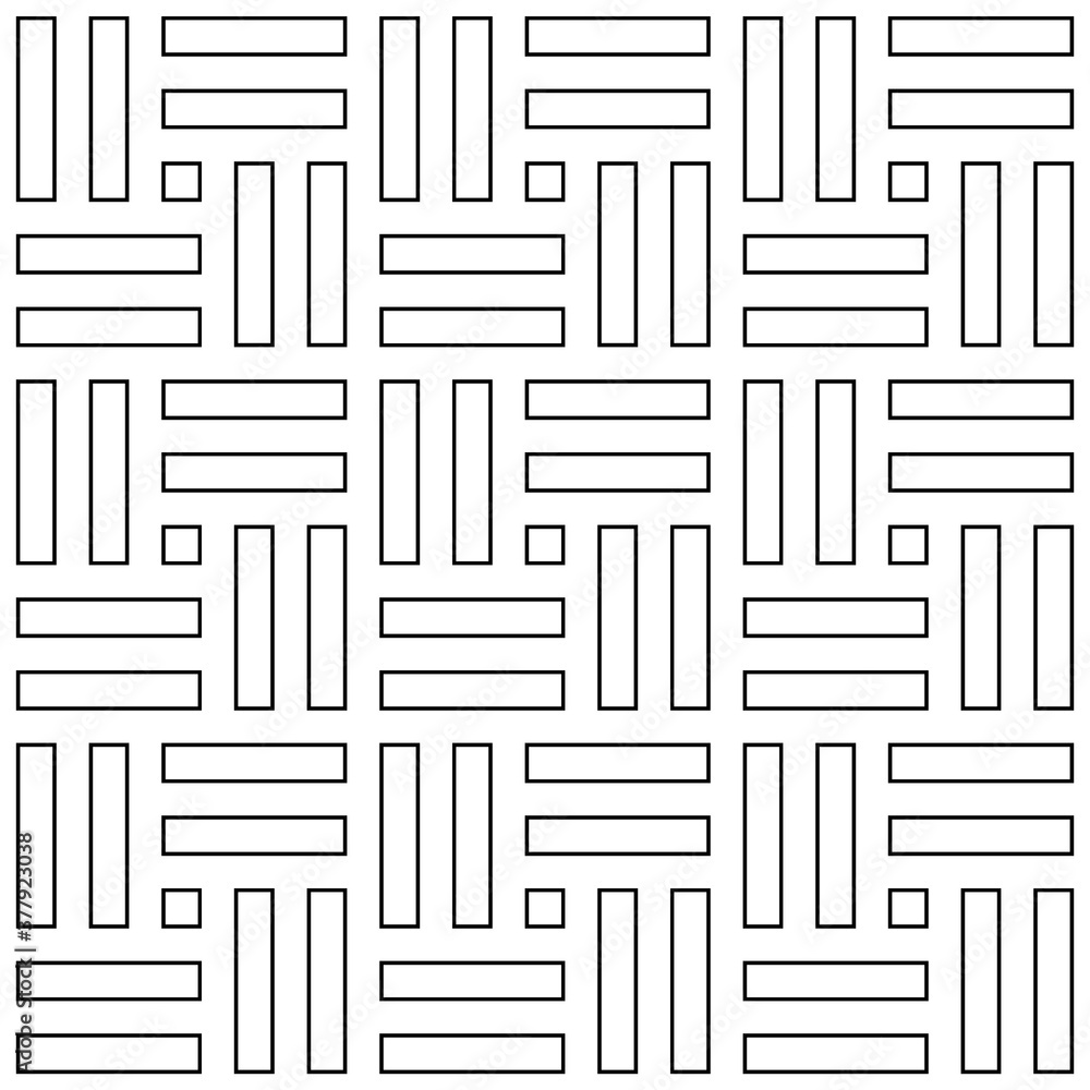 Parquet pattern. Basket weave motif. Braiding stripes ornament wallpaper. Seamless surface pattern design with black polygons. Digital paper for textile print, web designing. Ethnic embroidery art. Parquet pattern. Basket weave motif. Braiding stripes ornament wallpaper. Seamless surface pattern design with black polygons. Digital paper for textile print, web designing. Ethnic embroidery art.