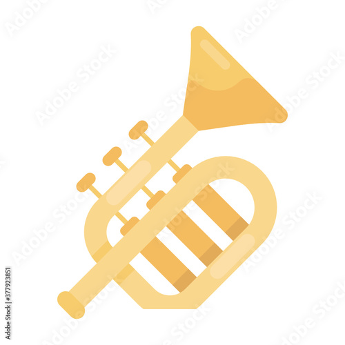 
French horn icon in modem flat style, musical instrument 
