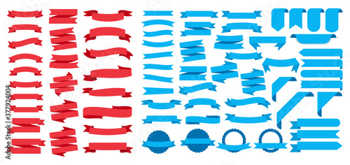 Ribbon banners, template labels set. Blank for decoration graphic. Vector illustration