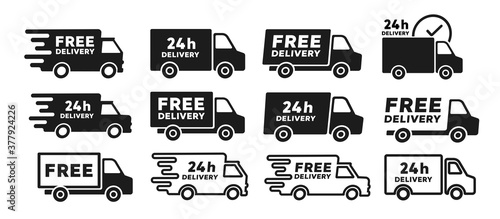 Fast delivery truck icon. Vector illustration