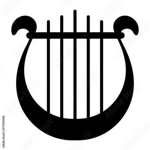 
Greek musical instrument, icon of harp vector design 
