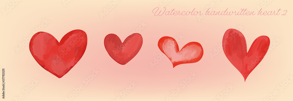 水彩で描くアートでおしゃれなハートマークのイラストセット Stock Vector Adobe Stock