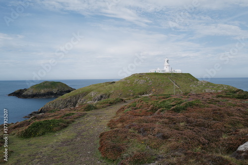Strumble Head Lighthouse on a sunny autumn day