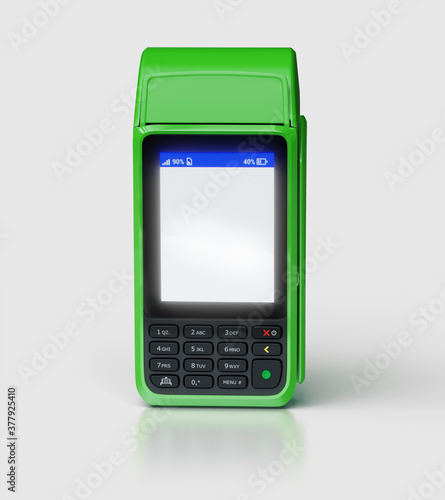 3d illustration. Green isolated card machine.