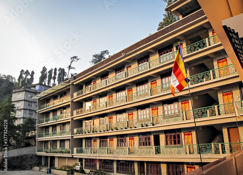 Colorful, finely crafted, Gonjang Gompa in Sikkim ,India . photo