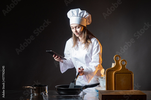 A girl learns to cook on a ...