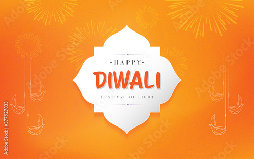 Happy Diwali Festival Greeting Background Template Design Vector Illustration 