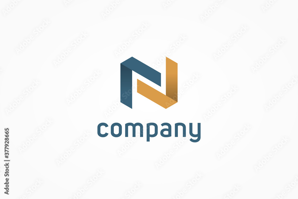 Abstract Initial Letter N Logo. Blue and Gold Geometric Shape Origami Style isolated on White Background. Usable for Business and Branding Logos. Flat Vector Logo Design Template Element Abstract Initial Letter N Logo. Blue and Gold Geometric Shape Origami Style isolated on White Background. Usable for Business and Branding Logos. Flat Vector Logo Design Template Element