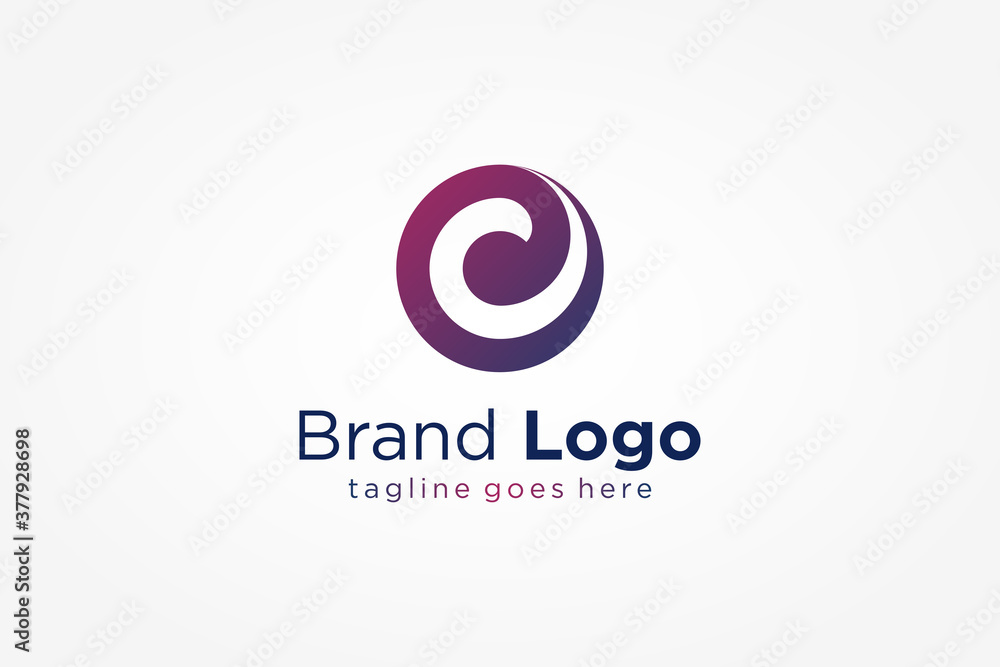 Abstract Initial Letter O and C Logo. Blue Purple Circle Shape with Negative Space C Letter inside. Usable for Business and Technology Logos. Flat Vector Logo Design Template Element.