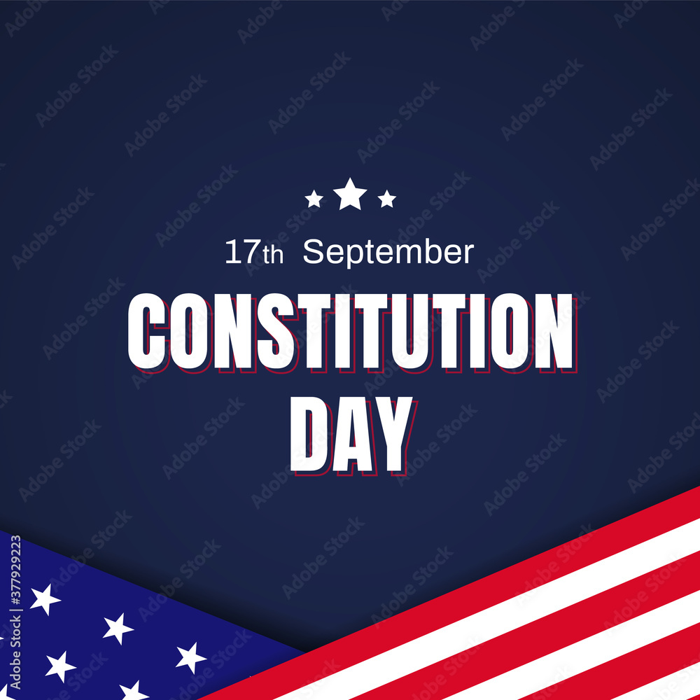 17th September Constitution Day banner template with US flag elements and text on dark blue background. - Vector illustration
