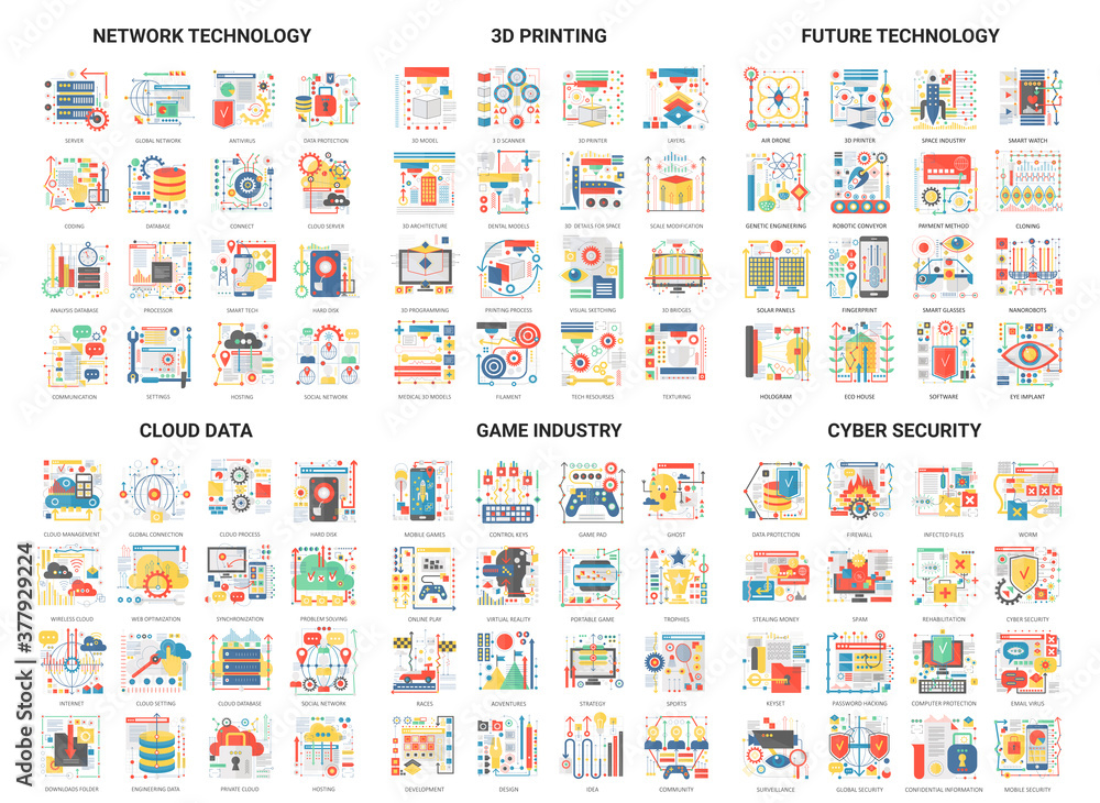 Vetor de Complex concept flat icons vector illustration, modern design ...