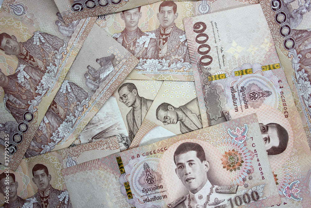 Thailand currency and coins background. Thailand currency and coins background.