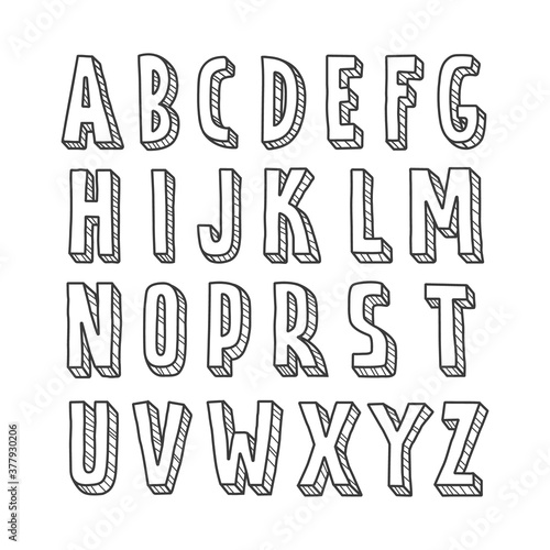 Handmade alphabet.Hand drawn font letters written with marker.