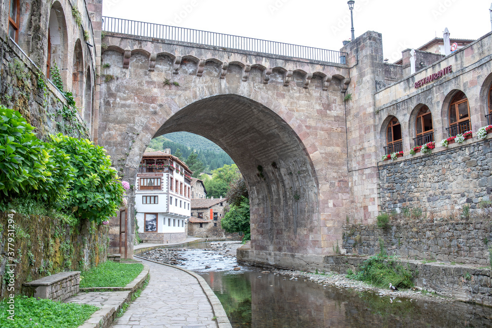 Streets of the town of Potes and Santillana del Mar, in Cantabria, Spain.