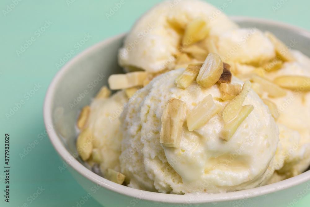 fresh almond ice cream scoops