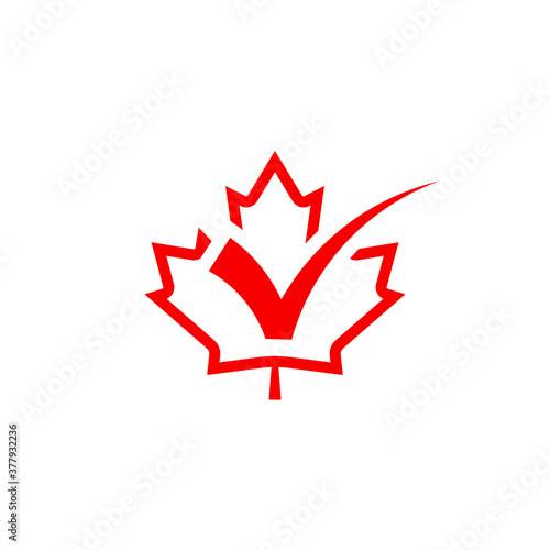 Maple leaf vote canada icon. Clipart image isolated on white background.