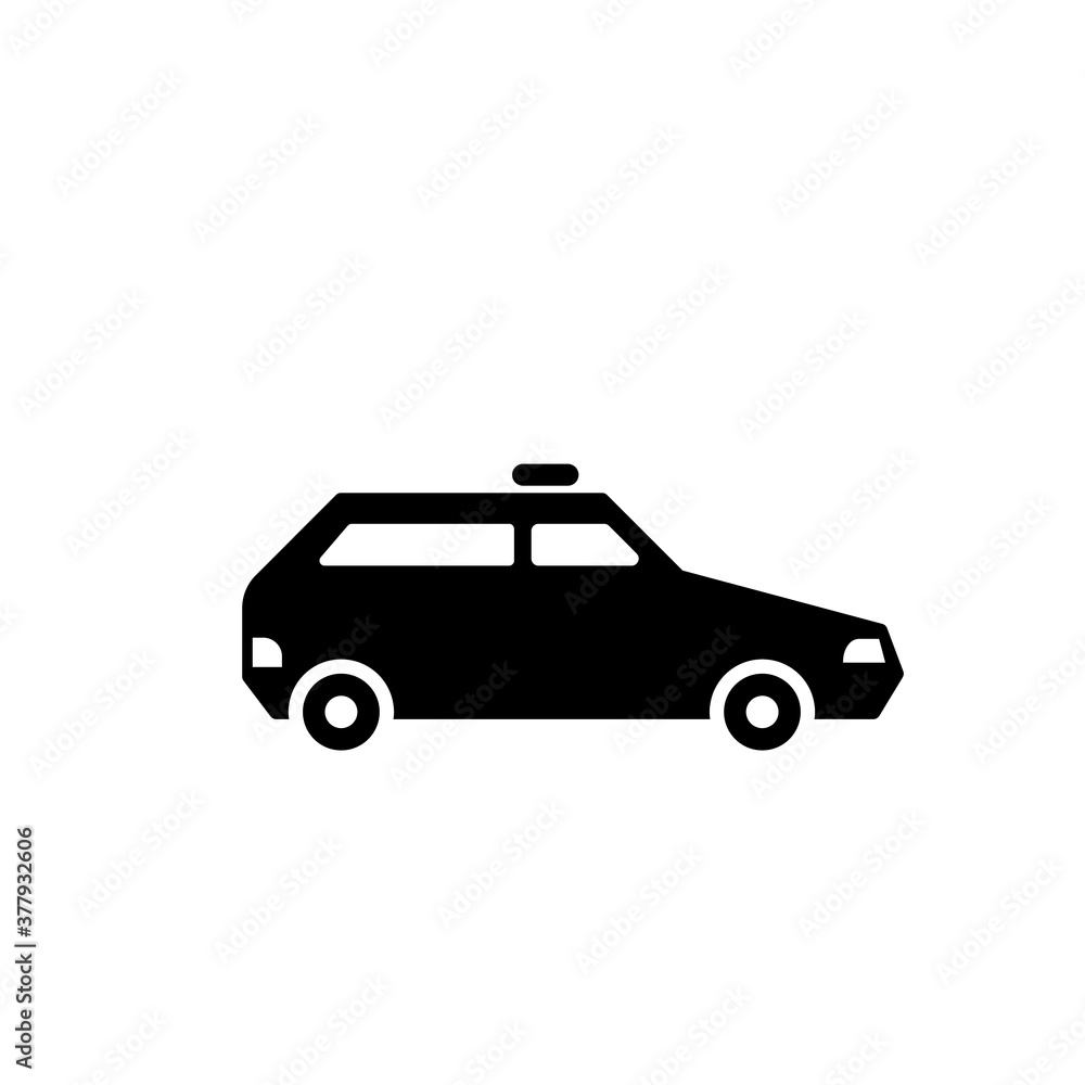 Police UK car silhouette icon. Clipart image isolated on white background.