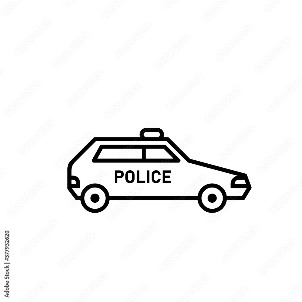 Police UK car line icon. Clipart image isolated on white background.