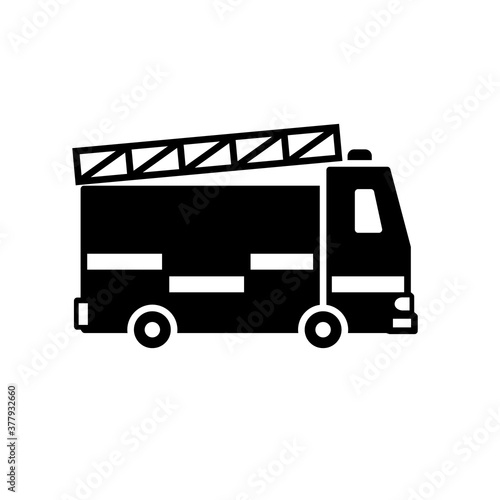 Fire engine UK silhouette icon. Clipart image isolated on white background.