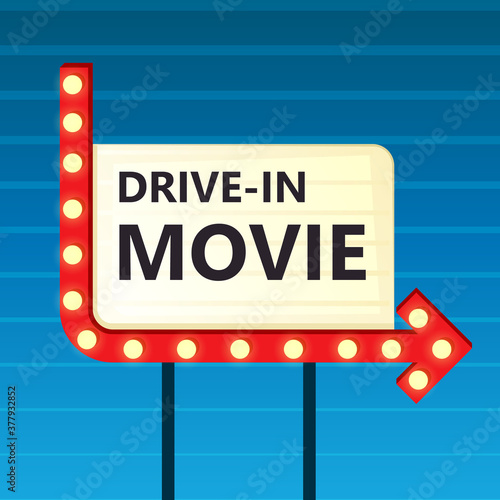 Drive-in movie sign illustration. Clipart image.