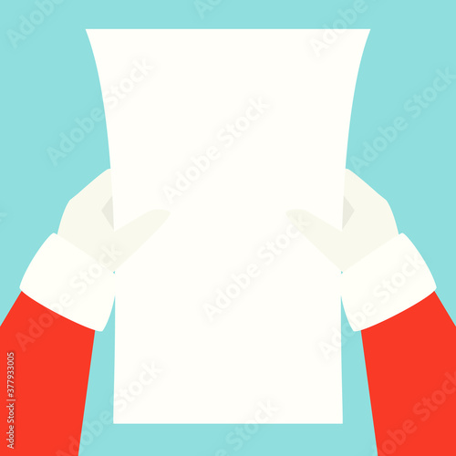 Santa holding blank list illustration. Clipart image.