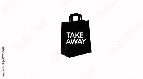 Vector Isolated Black and White Take Away Icon with a Paper Bag