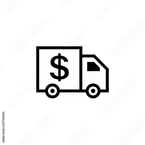 Cash transit line icon. Clipart image isolated on white background.