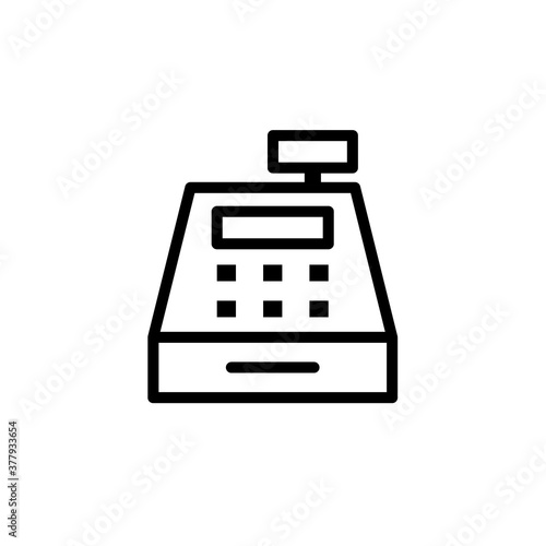 Cash till line icon. Clipart image isolated on white background.