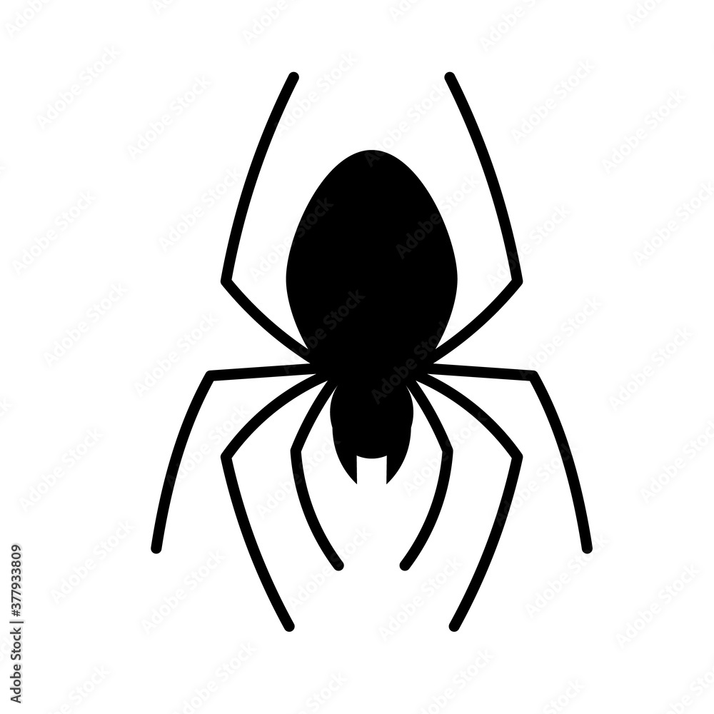 Spider silhouette icon. Clipart image isolated on white background.