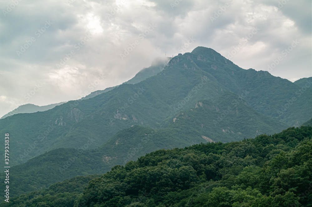 The summer scenery of Geumosan Mountain, a landmark of Gumi City, South Korea