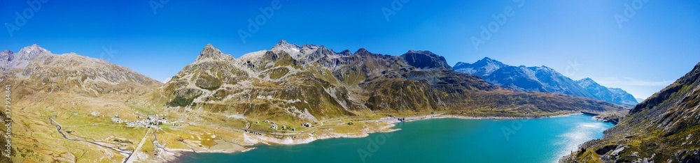 Montespluga, Italy, aerial view of the lake Montespluga, Italy, aerial view of the lake