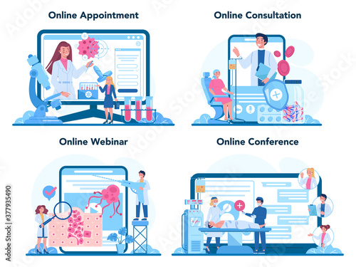 Professional oncologist online service or platform set. Cancer disease