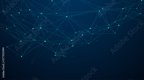 Abstract Big Data visualization digital network connection concept background. Artificial intelligence and engineering technology. Global network, Lines plexus, minimal array. Vector illustration.