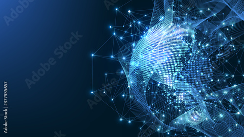 Global network connection. World map point and line composition concept of global business. Internet technology. Social network. Vector Illustration