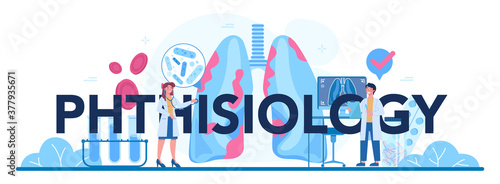 Phthisiology typographic header. Human pulmonary system. Idea