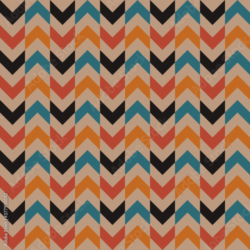 Abstract retro vintage vector seamless pattern background. Regular arrow shapes with optical illusion.