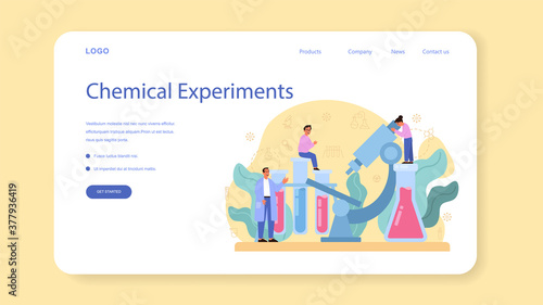 Chemistry studying web banner or landing page. Chemistry lesson