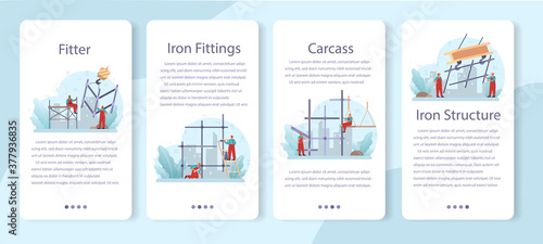 Fitter or installer web banner or landing page set. Industrial builder
