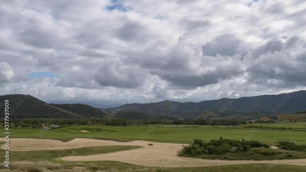 Time lapse of dramatic cloudscape over Deva Golf Course in New Caledonia. Time lapse of dramatic cloudscape over Deva Golf Course in New Caledonia.