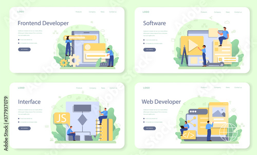 Frontend developer web banner or landing page set. Website