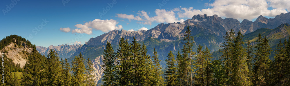 Large mountain panorama in sunny weather