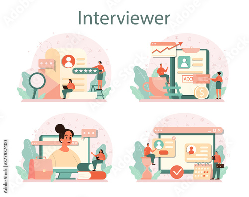 Job interview concept set. Idea of employment and hiring.