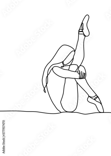 Drawings one line, young dance modeling poses