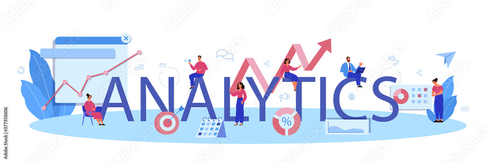 Analytics typographic header. Web page improvement for business Analytics typographic header. Web page improvement for business