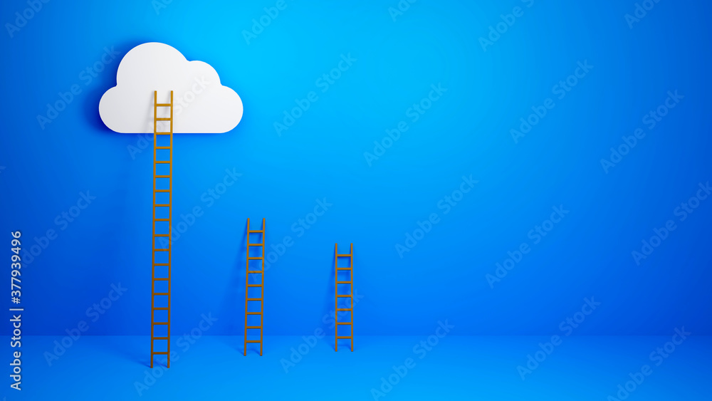 cloud computing concept, Ladder of Success Concept, Dream Big Concept, Presentation Concept, 3D illustration background cloud computing concept, Ladder of Success Concept, Dream Big Concept, Presentation Concept, 3D illustration background