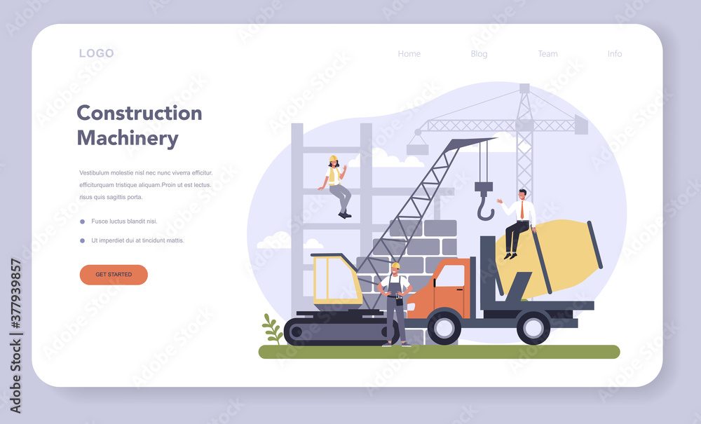 Construction and engineering industry web banner or landing page. Construction and engineering industry web banner or landing page.