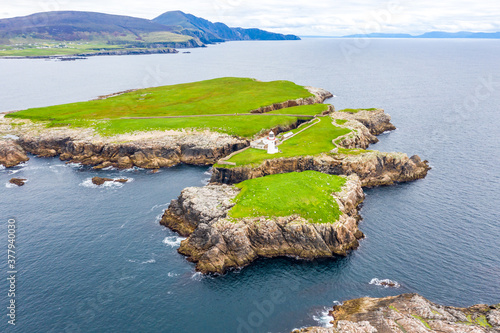 Aerial view of Rathlin O'Birne island in County Donegal, Irleand. photo