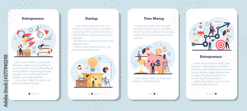 Enterpreneur mobile application banner set. Idea of lucrative