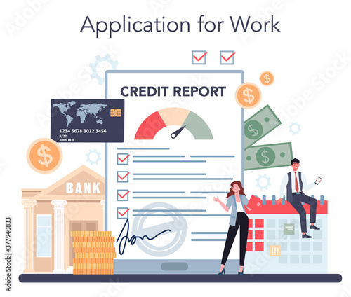 Loan manager online service or platform. Bank employee