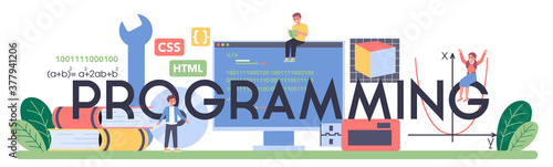 Programming typographic header. Student write software and create